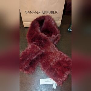 Elegant Burgundy Faux Fur Scarf
